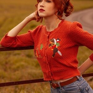 NWOT - Head West! Cropped Cardigan in Dusty Orange - Misschief Made - runs sm